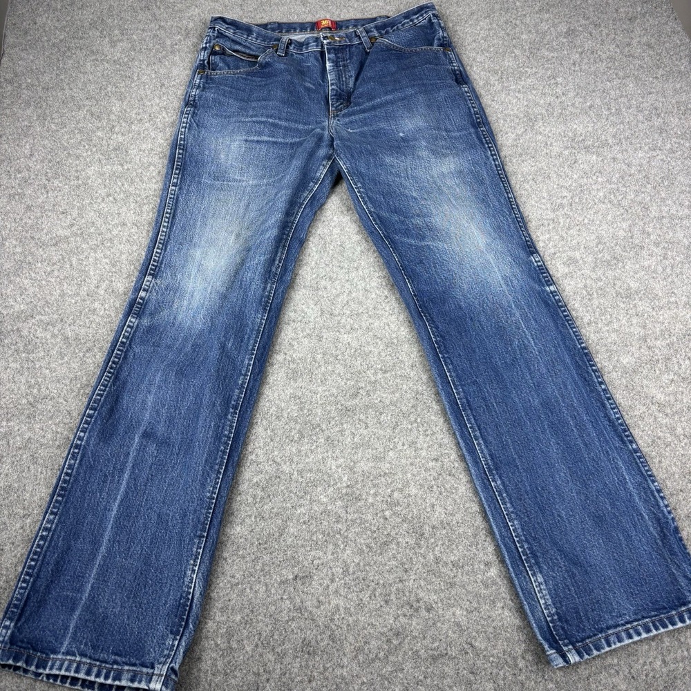 Wrangler Jeans 36MWZ Slim Fit Mens 34x34 (Fits 33x32) Western Medium Wash Faded‎